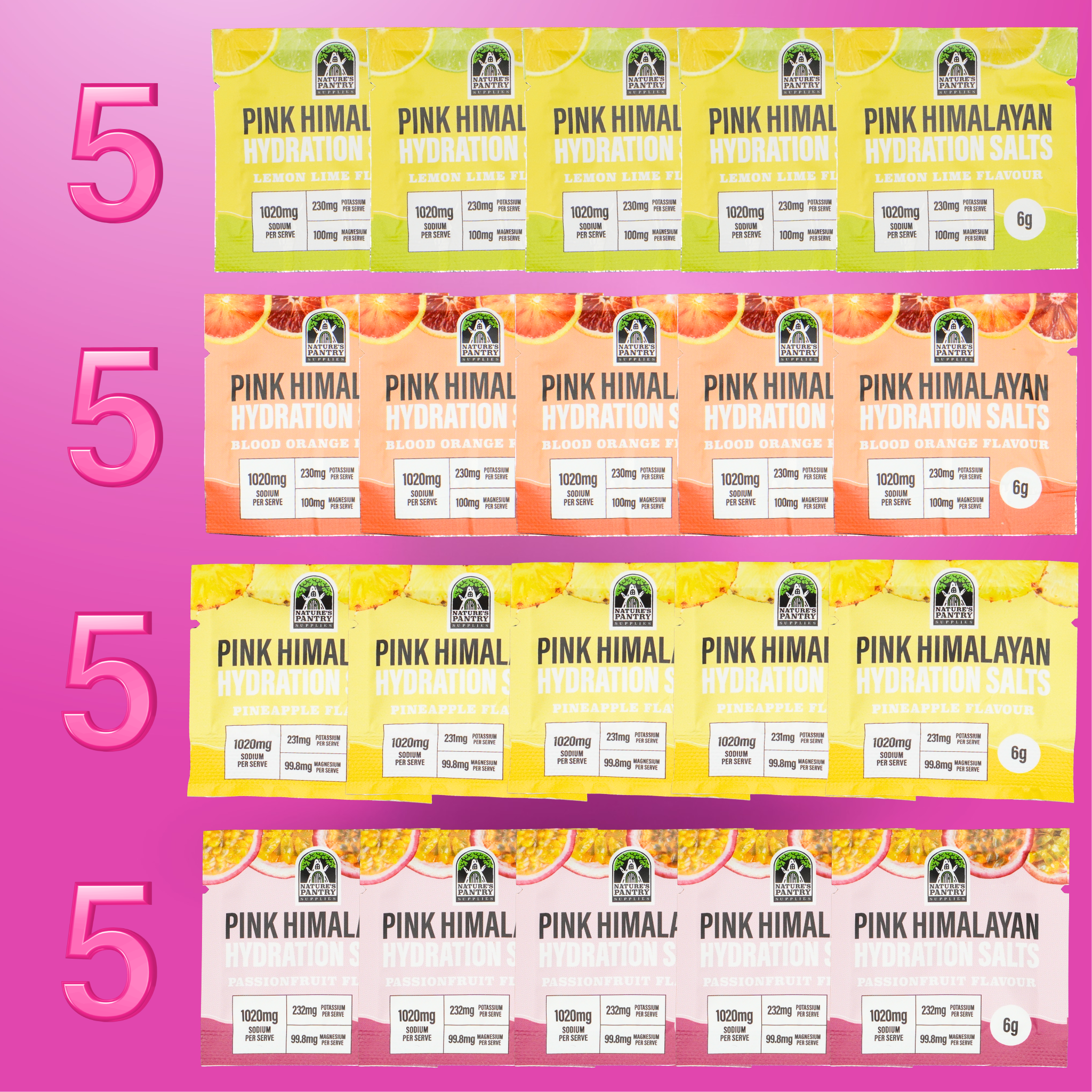 Pink Himalayan Hydration Salts Super Sample Pack | 20 Electrolyte Sachets