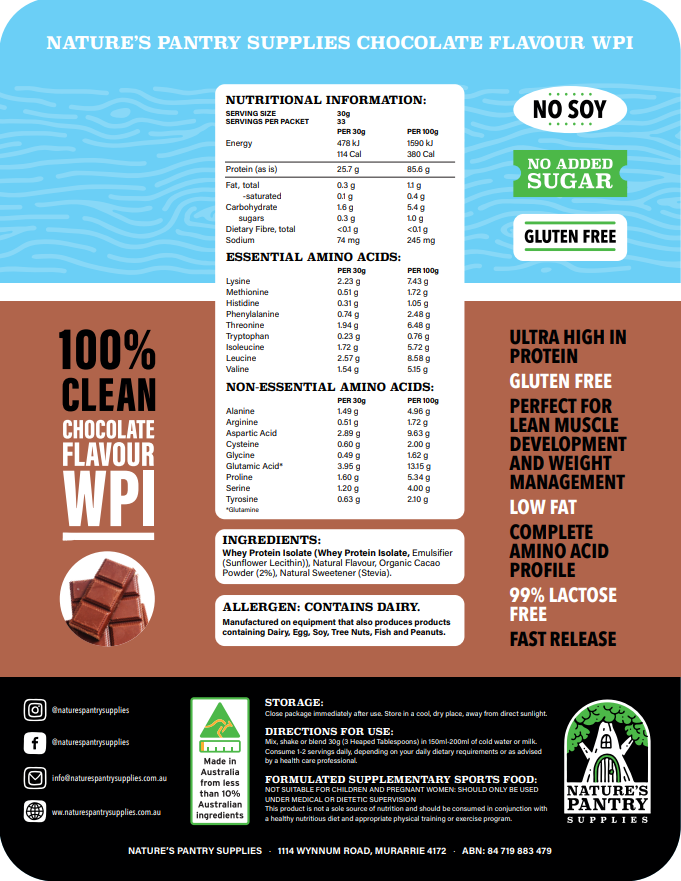 Chocolate Whey Protein Isolate (WPI)